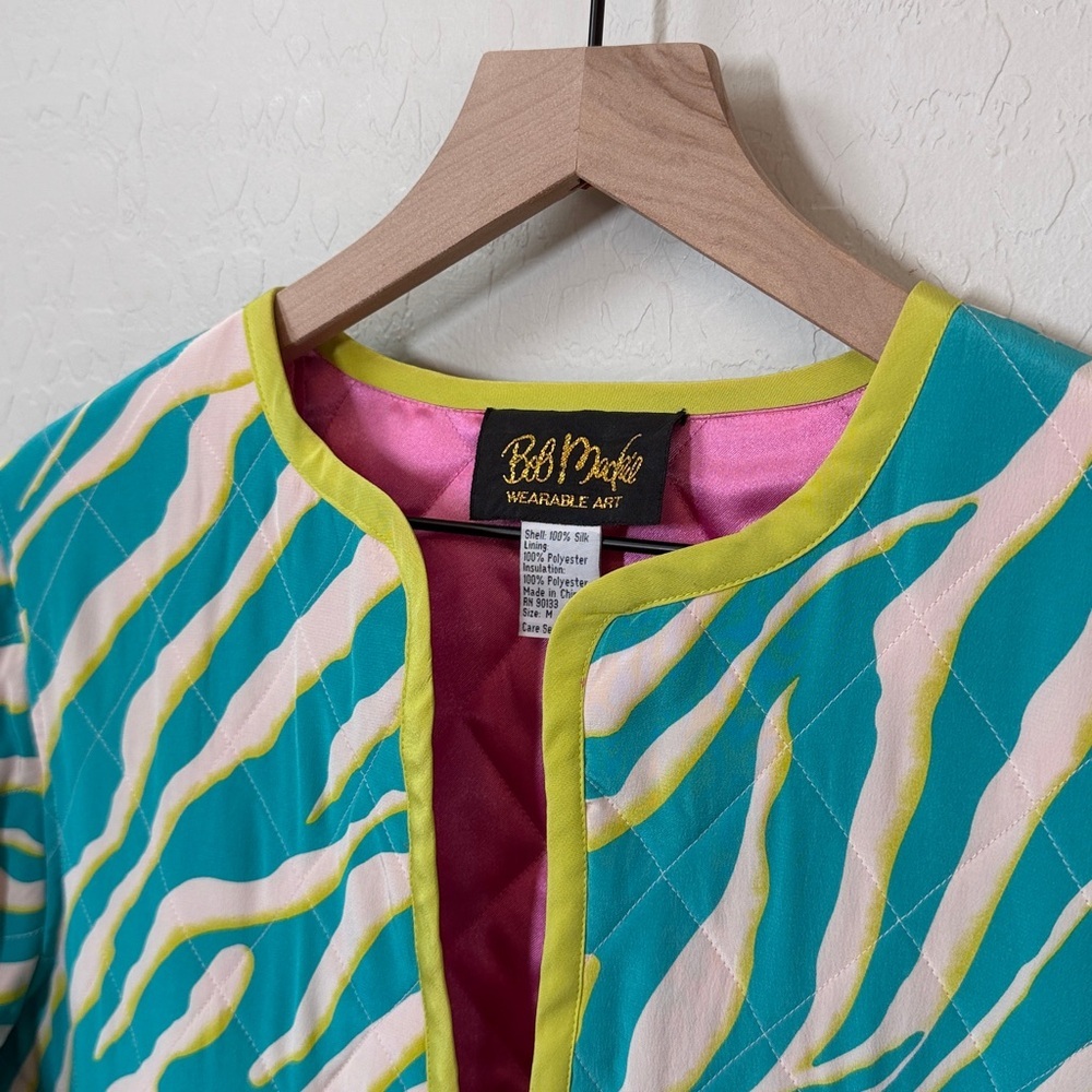 Vintage Bob Mackie 100% Silk Zebra Print Waist Coat - Picture 2 of 6
